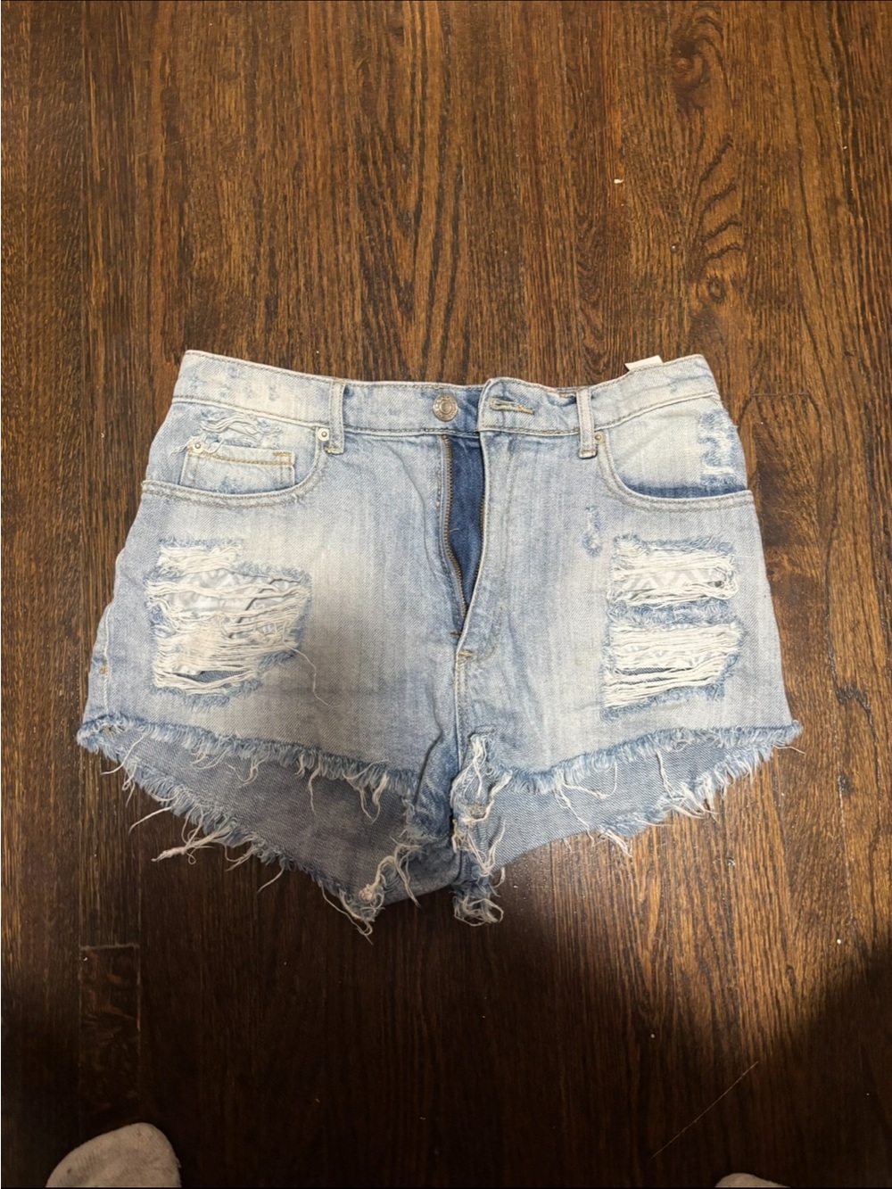 GARAGE, Light Blue Distressed Denim Cutoff Shorts, Size XS